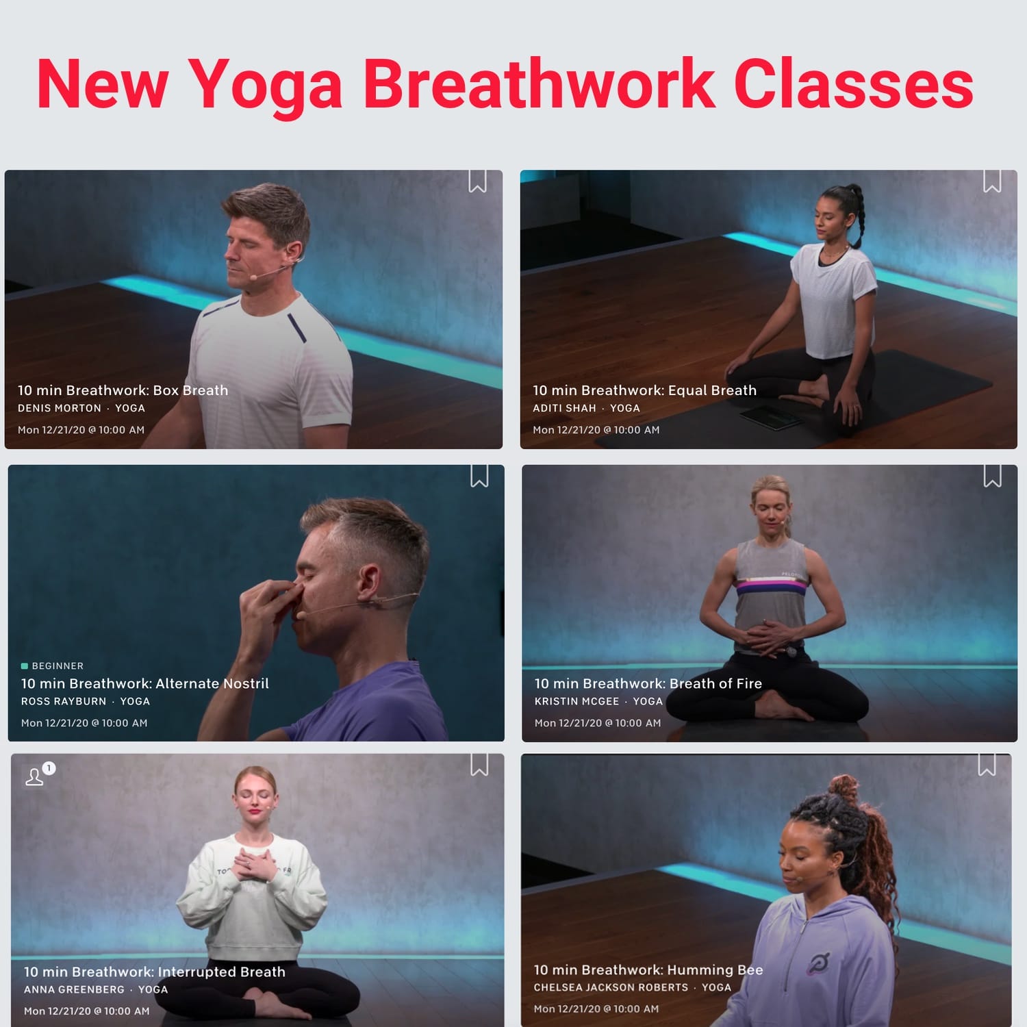 Peloton adds Breathwork / Yoga Breathing Technique Classes