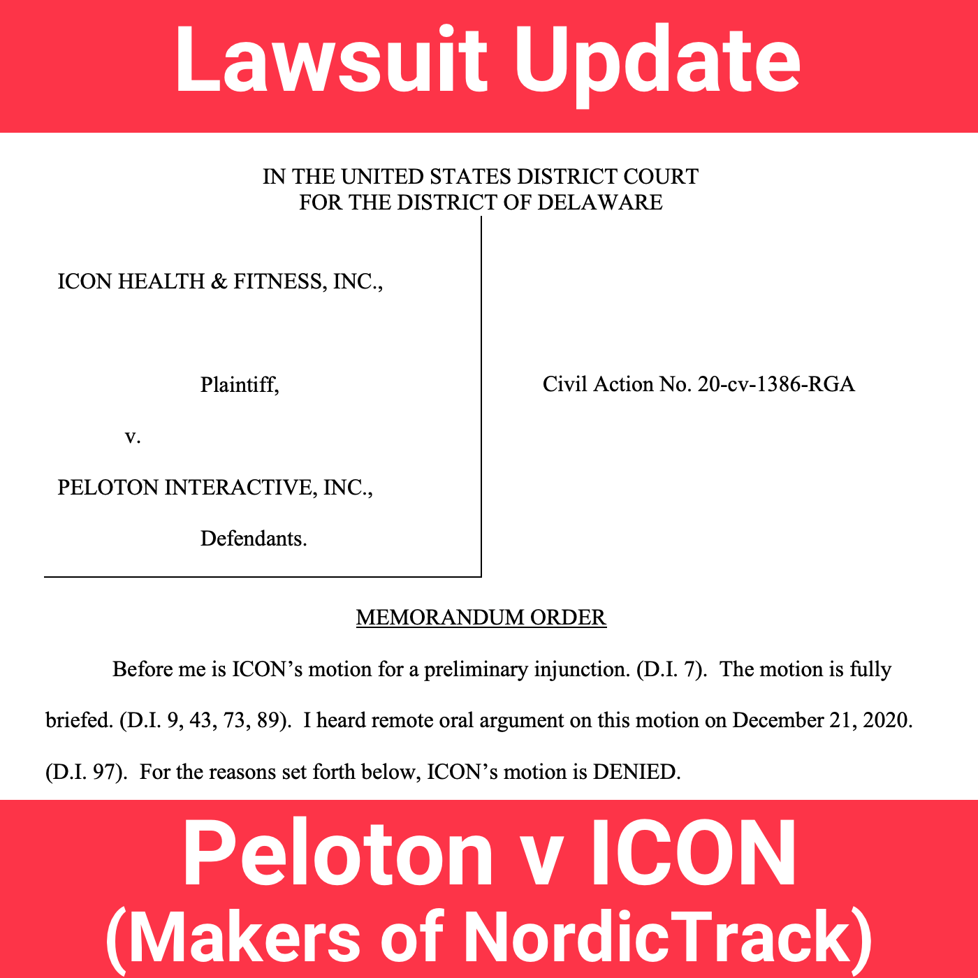 Peloton Vs Nordictrack Icon Health Fitness Lawsuit Sales Of Bike Allowed To Continue For Now Peloton Buddy