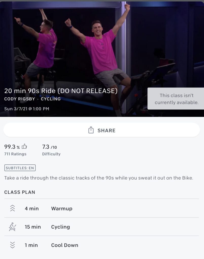 Screenshot of Peloton App