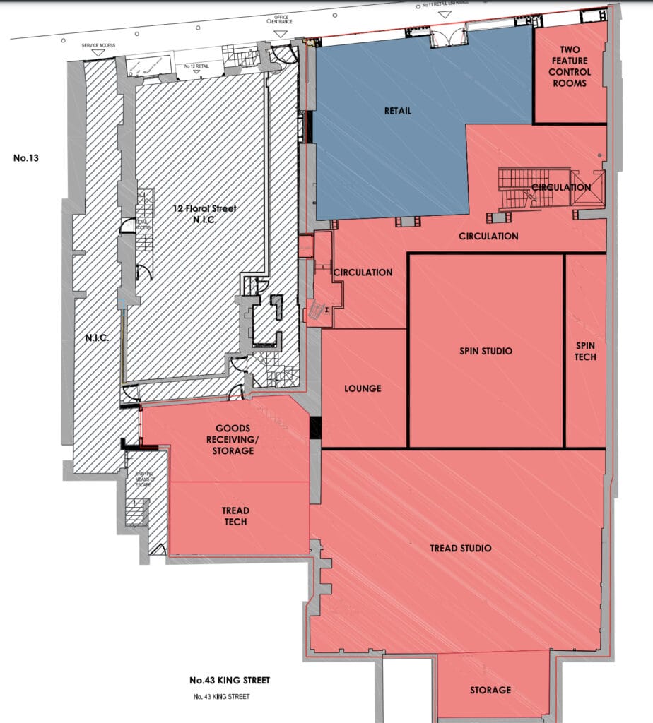 Floor plan of the new Peloton UK production Studios