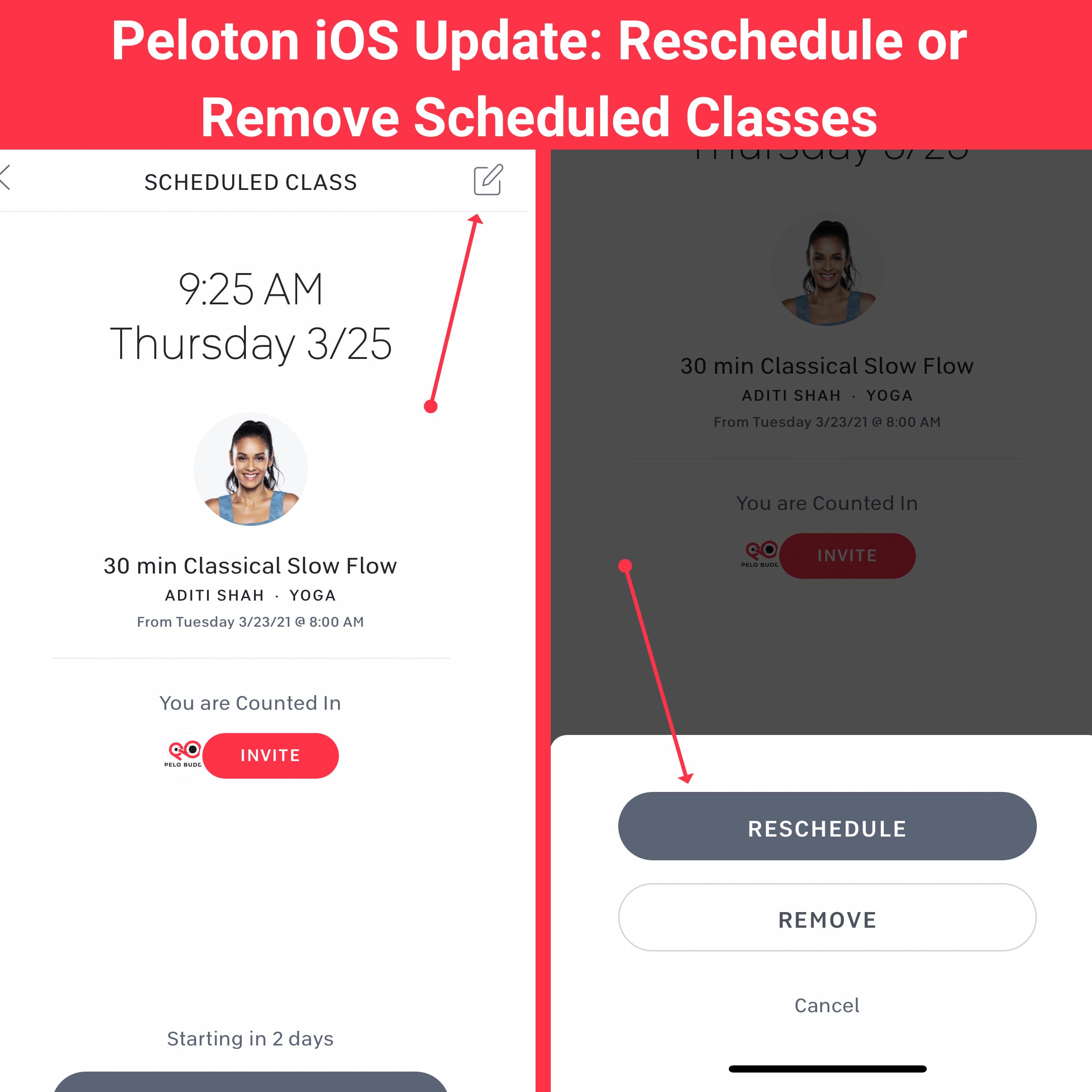 Peloton Scheduling Feature Updated for iOS: Remove & Edit Your