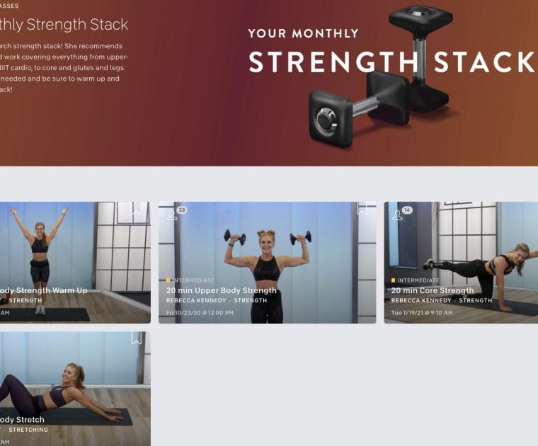 Screenshot of the collection from Peloton's website