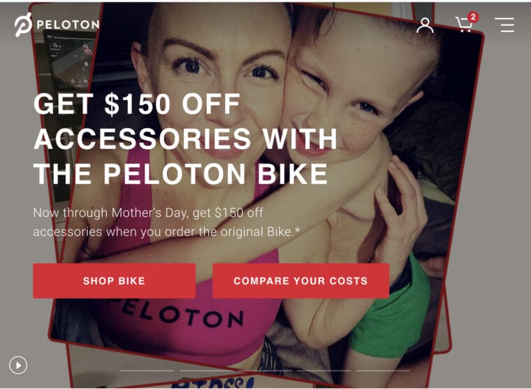 Peloton Mother's Day Promotion Discount 150 USD / 200 CAD off