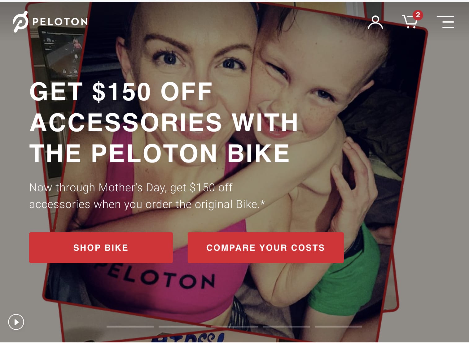 Peloton's website has details about the Mother's Day discount