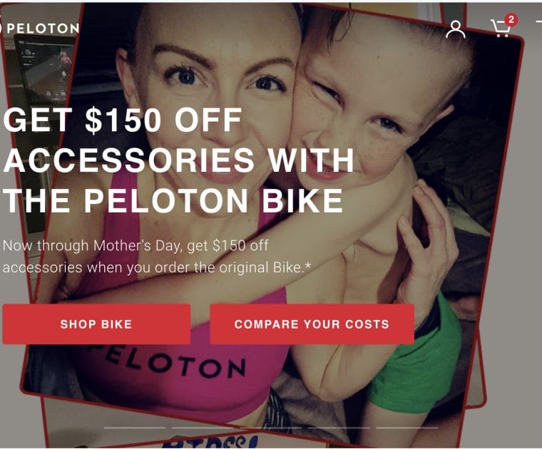 Peloton's website has details about the Mother's Day discount