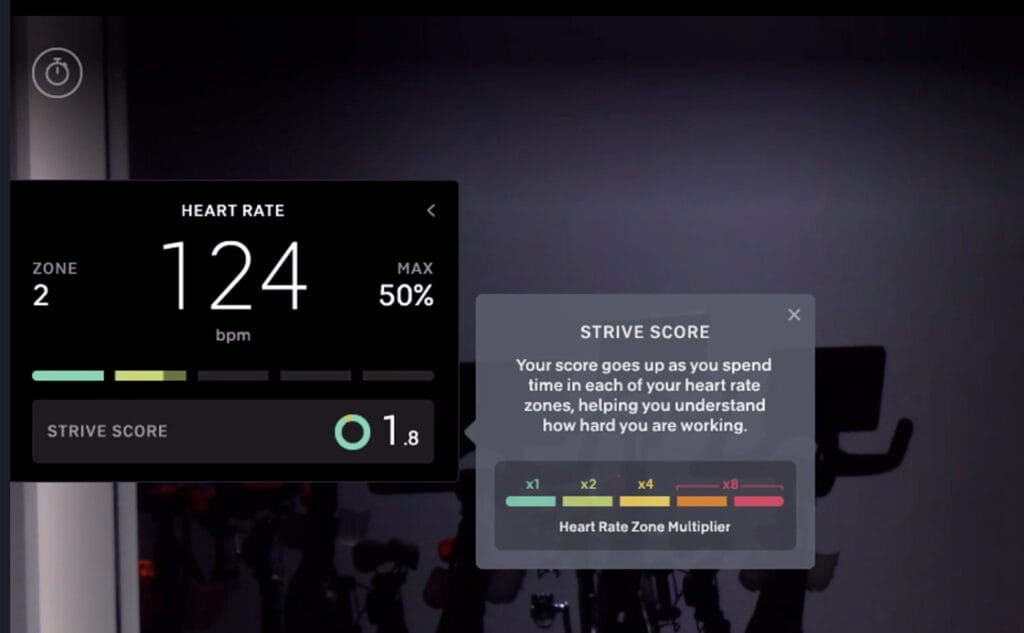 Image of the new Strive Score on a Peloton Bike or Tread.