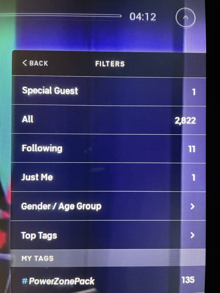 Screenshot of the new "Special Guest" filter on Peloton.