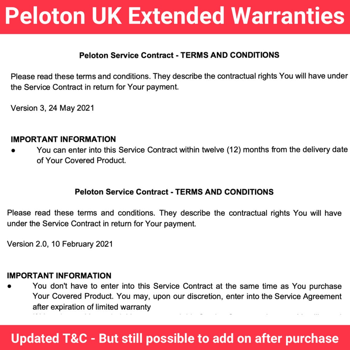 Peloton's Extended Warranty policy updated in UK Confusion over the