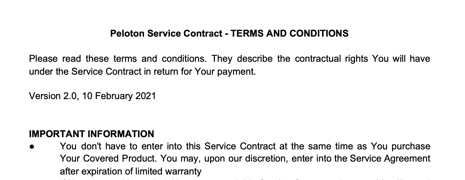 Peloton's Extended Warranty policy updated in UK Confusion over the