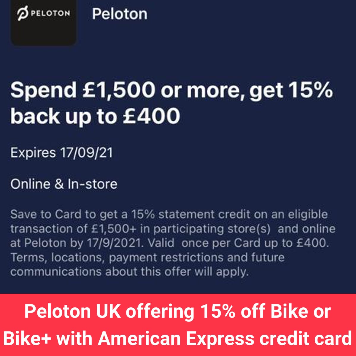 UK Peloton Discount 15 off Peloton Bike+ or Bike with