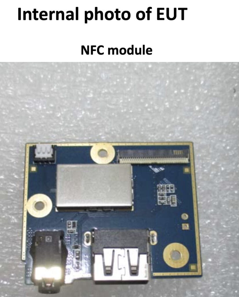 NFC Module shown in FCC images for the generation 1 Peloton Tread+ tablet.