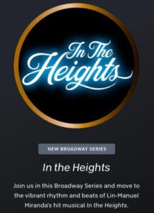Image Credit Peloton App popup for In The Heights Series.