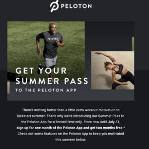 Peloton is offering a summer discount on the Peloton app. 