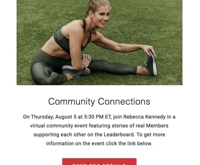 Invite email sent from Peloton about the event.