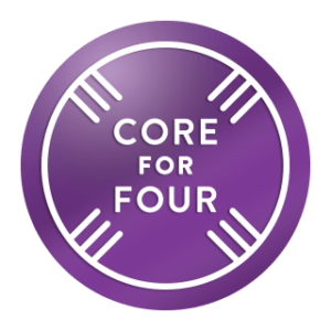 Image of the badge for the Peloton Core For Four Challenge.