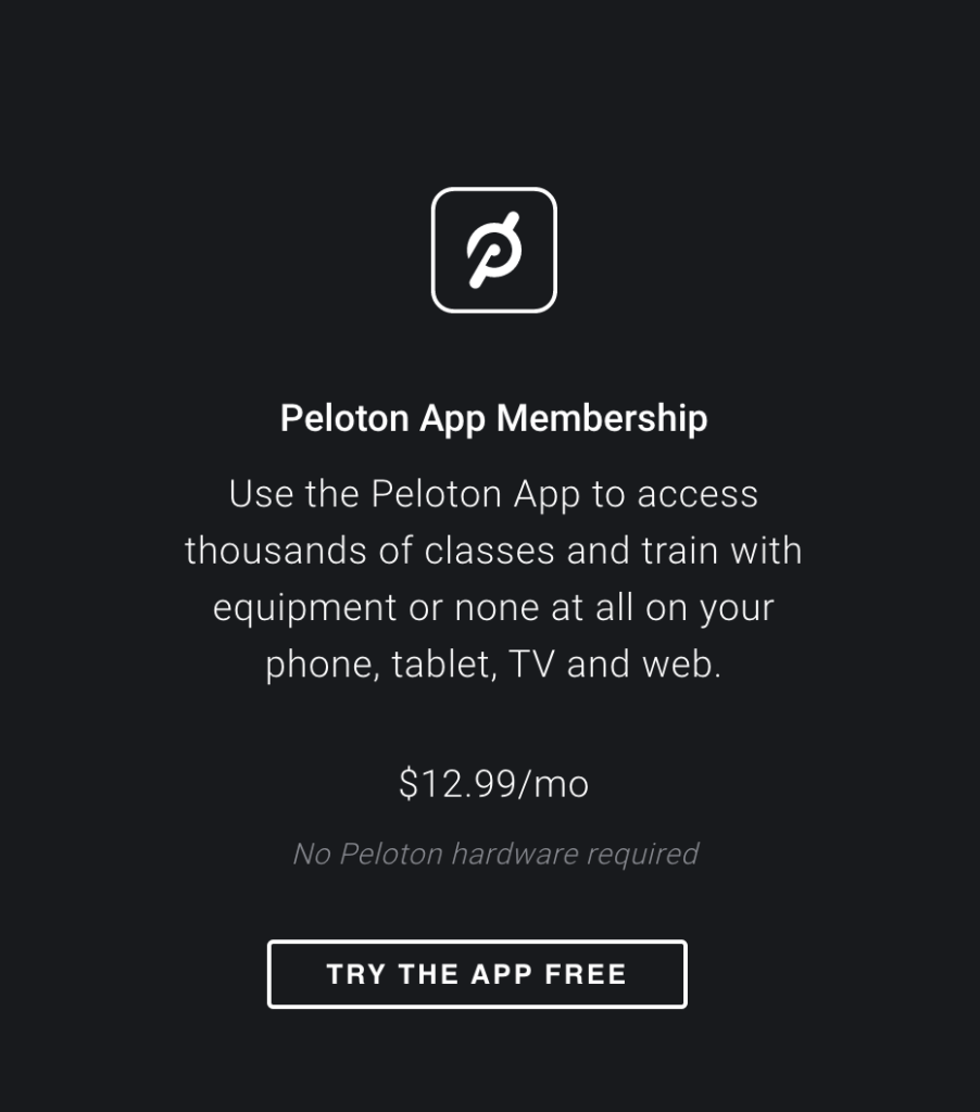 Peloton now refers to Peloton Digital as the Peloton App Membership