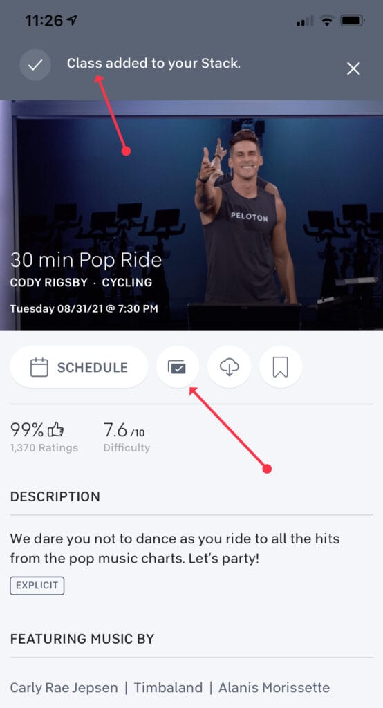 The Peloton iOS app now lets you add classes to your stack from within the app.