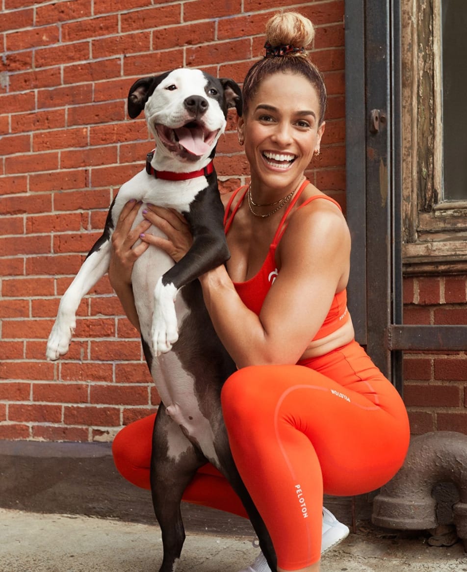 Jess Sims and her dog Shiloh. Image credit Peloton social media.
