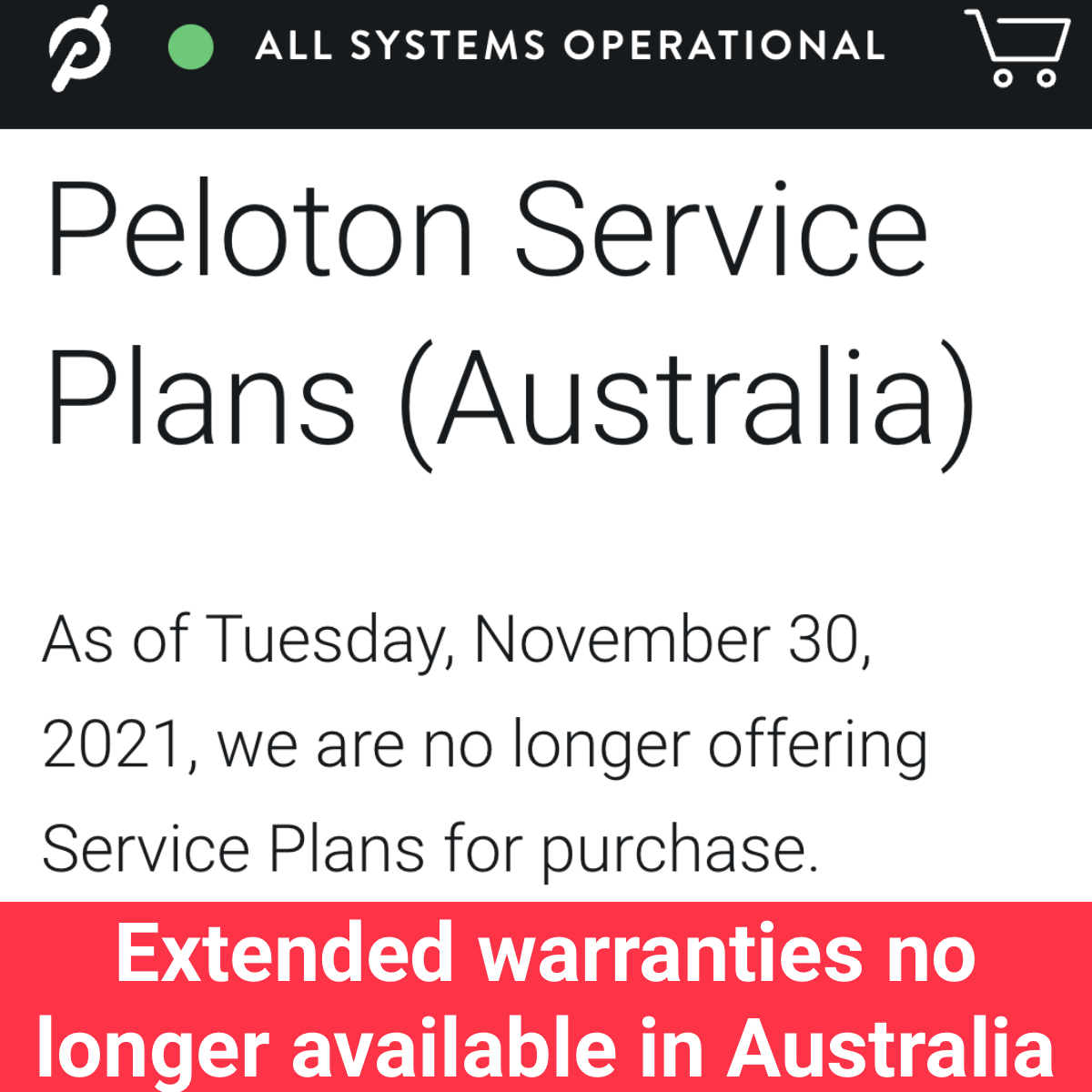 Peloton No Longer Offering Extended Warranties on Peloton Bike or Bike+ in  Australia - Peloton Buddy