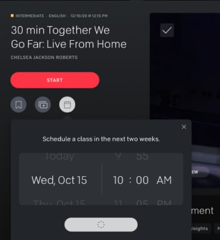 Peloton app live online class schedule