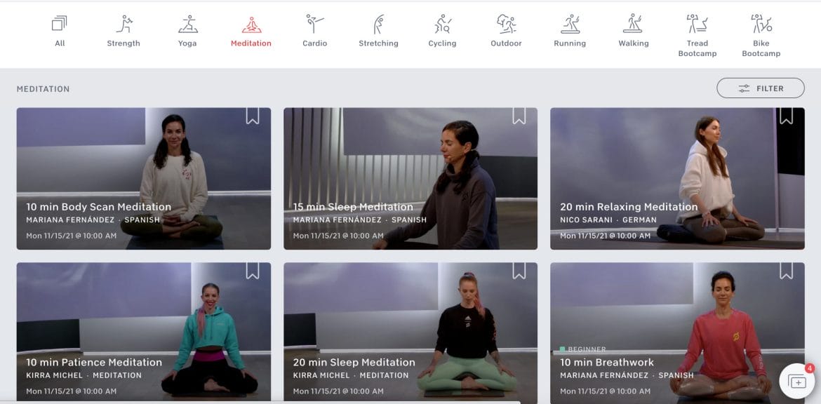 New Peloton meditation classes available on demand.