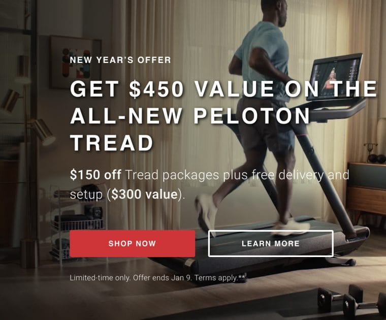 Discount offer for the Peloton Tread in the US for New Year's.