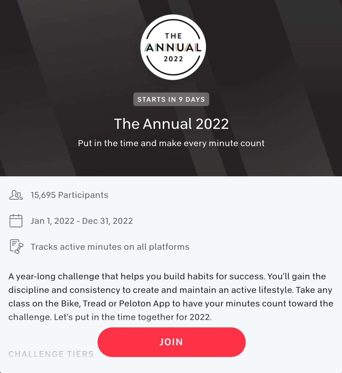 Peloton Annual 2022 Challenge