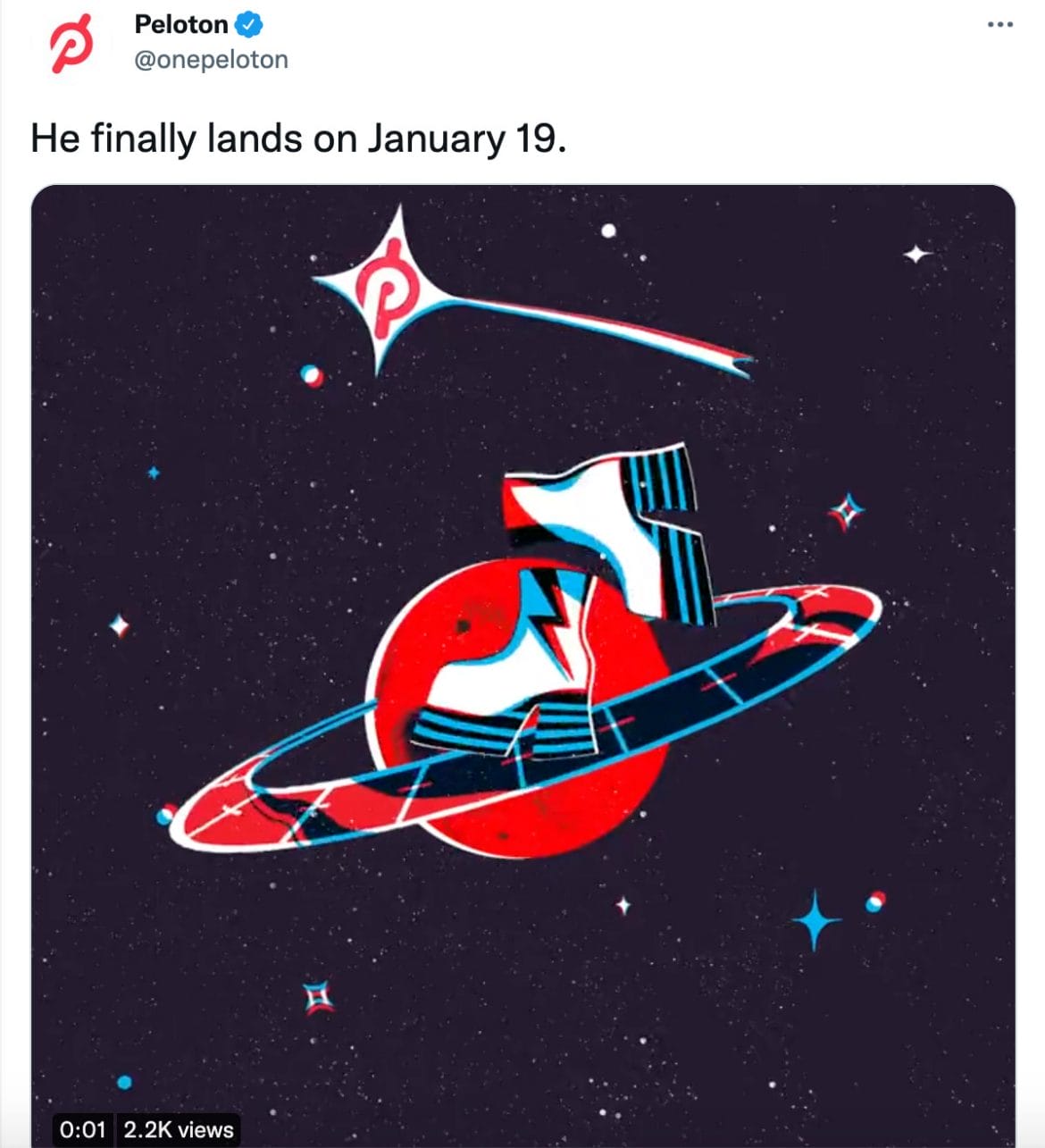 Peloton Tweet teasing January 19 artist series. Image credit Peloton social media.