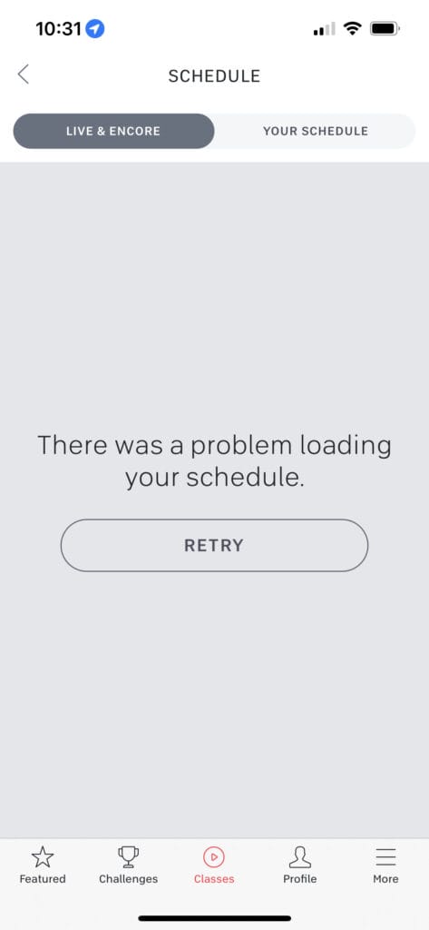 Outage on Peloton App