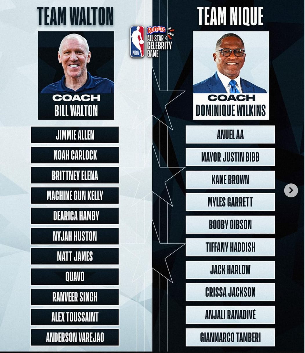 2022 NBA All Star Celebrity Game Line-Up. Image credit NBA Instagram.