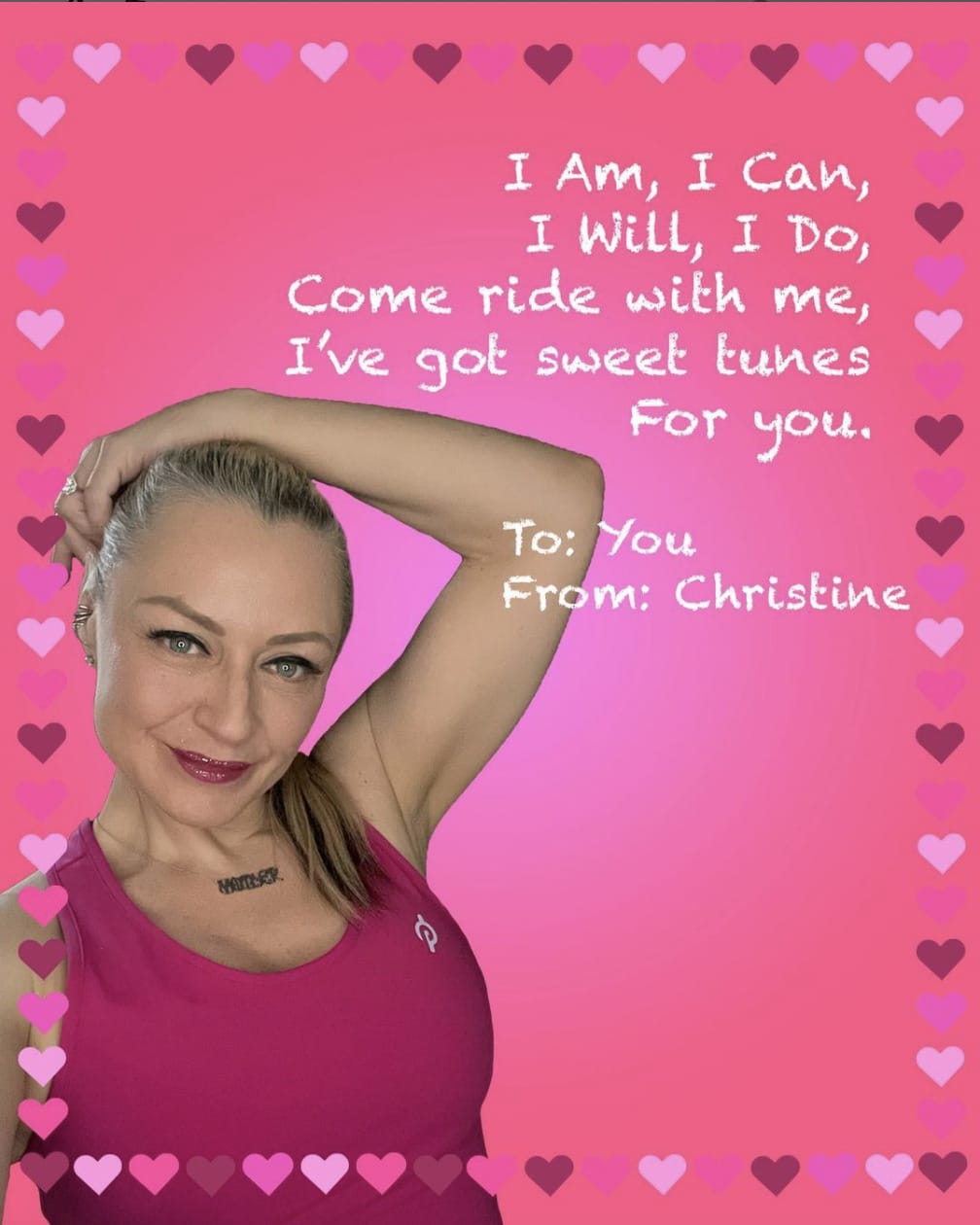 Valentine from instructor Christine D'Ercole. Image credit Christine's social media.
