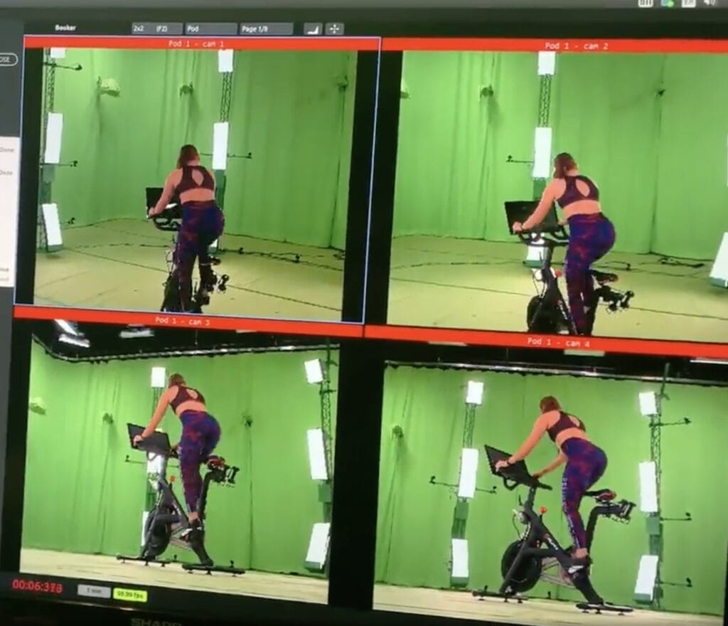Screenshot from the proof of concept capturing a Peloton Bike & instructor with multiple cameras to created 3D & 4D renderings