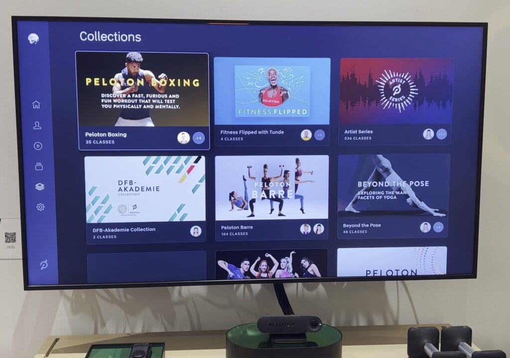 Image of the Collections screen on the Peloton Guide.