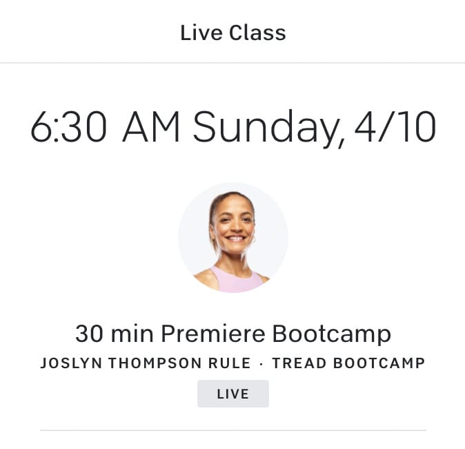 Premiere Tread Bootcamp class for Joslyn Thompson Rule 