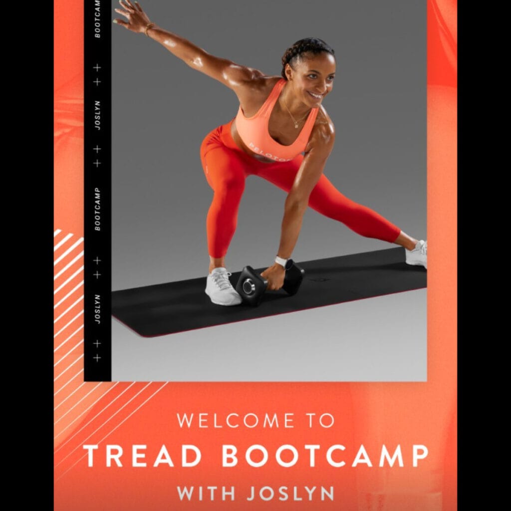 Promotional image for Joslyn Thompson Rule teaching Tread Bootcamps.  Image credit Peloton.