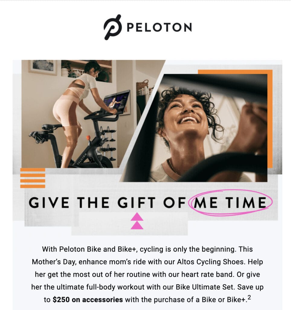 Image credit Peloton email.