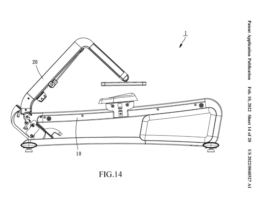 The same rower seen with the screen and front part folded over for storage.