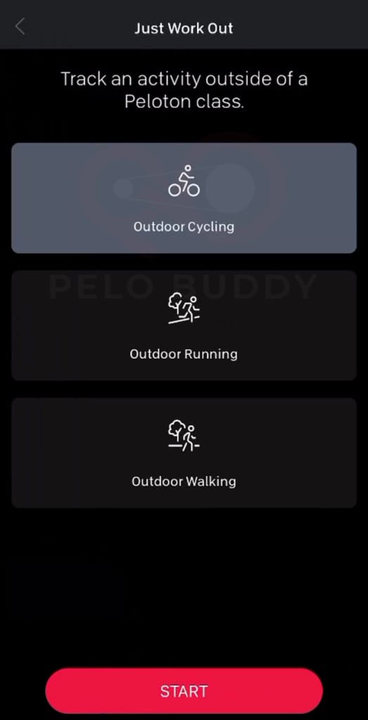 New options for Outdoor Running, Outdoor Walking, and Outdoor Cycling in the Peloton app with the Just Work Out feature.