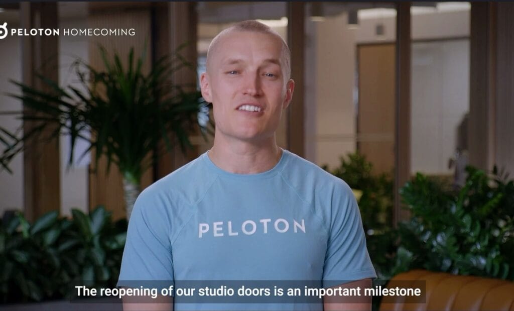 Matt Wilpers discussing the opening of the Peloton Studios later this summer during the Peloton Homecoming keynote.