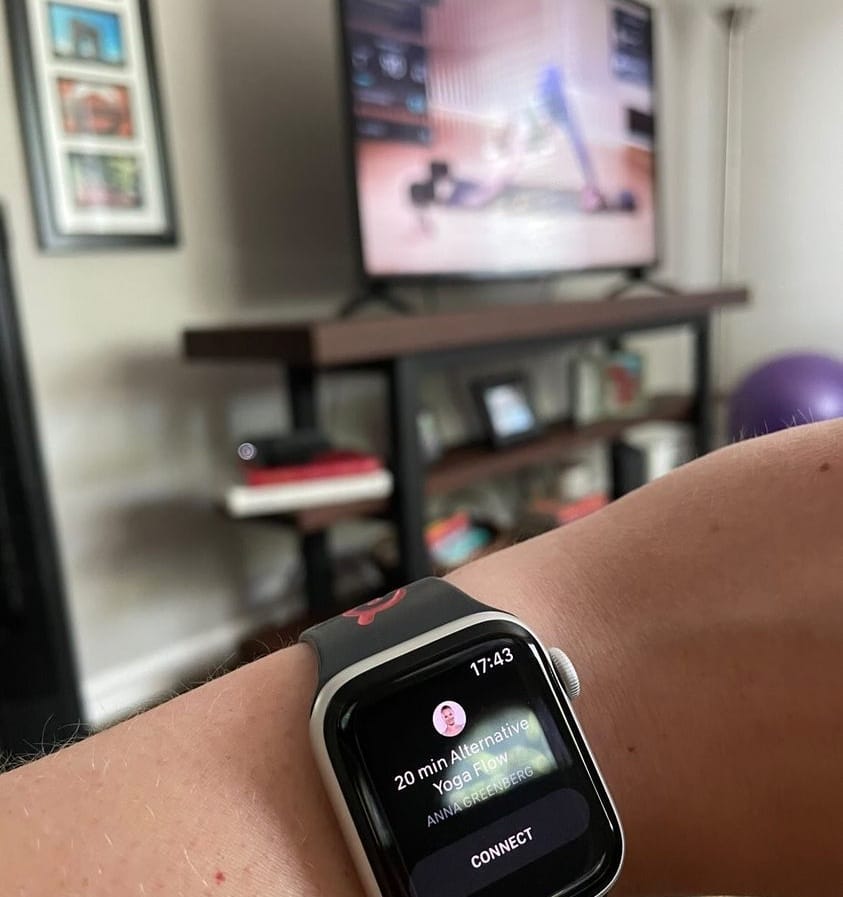Prompt to Connect an Apple Watch to the Peloton Guide. Thanks to #MidwifeLexi for sharing.