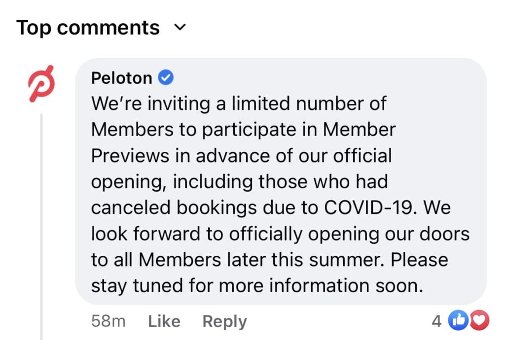 Peloton statement on how they sent out invites.