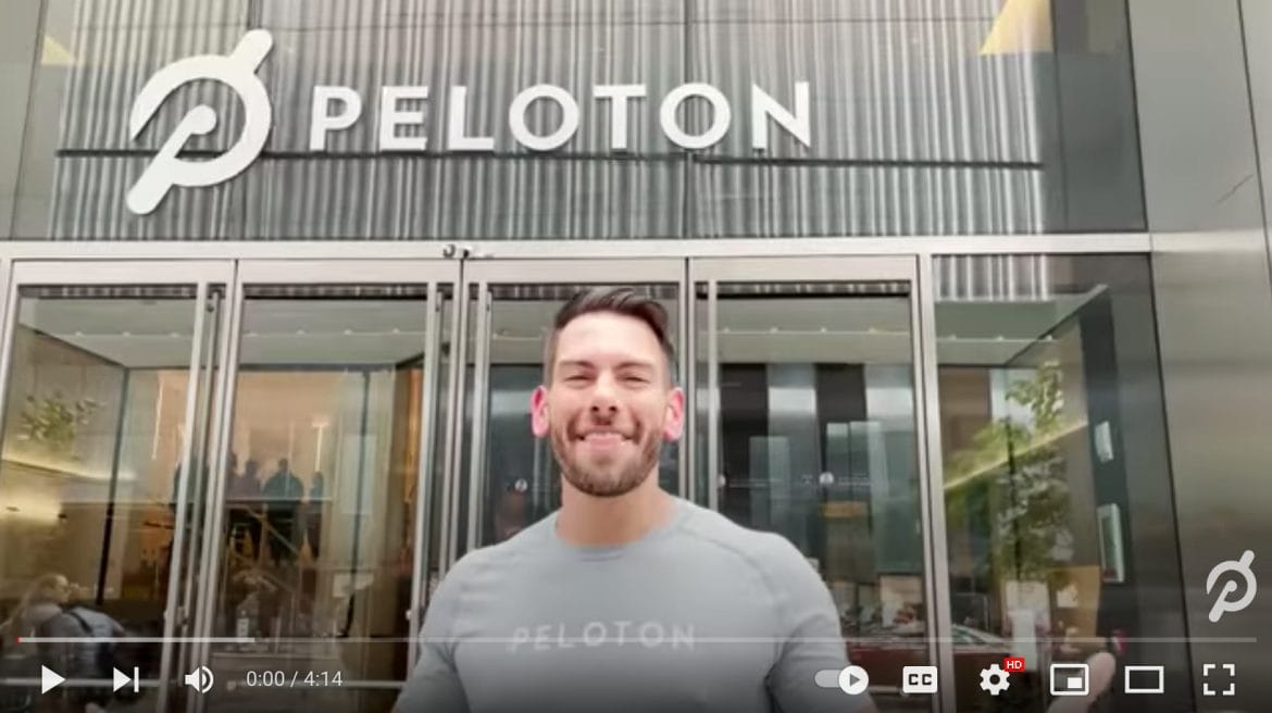 Matty Maggiacomo at the entrance of Peloton Studios New York (PSNY).