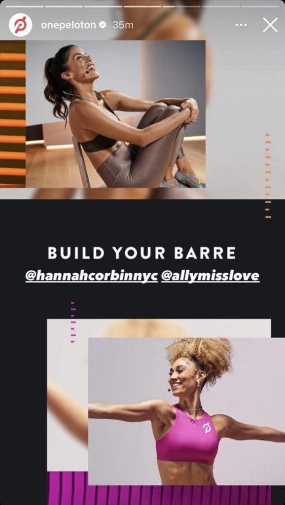 Peloton’s “Build Your Barre” Instagram Announcement