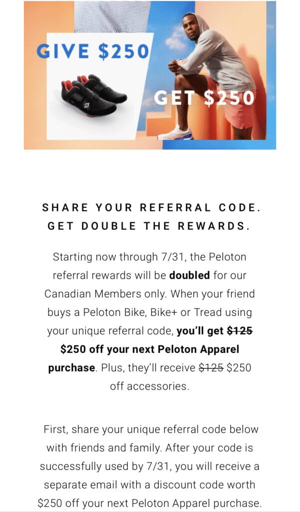 Canadian referral program update email.