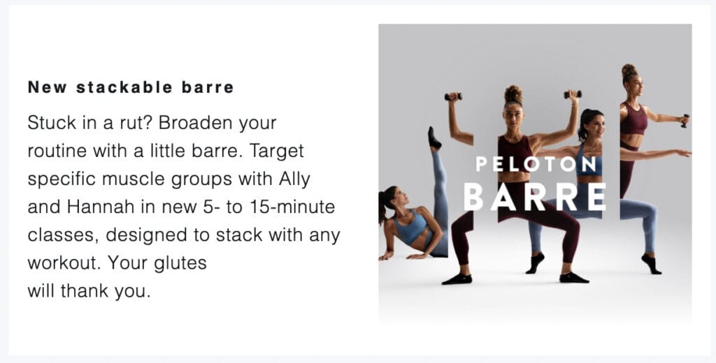 Peloton’s “July Workouts to Watch Email”