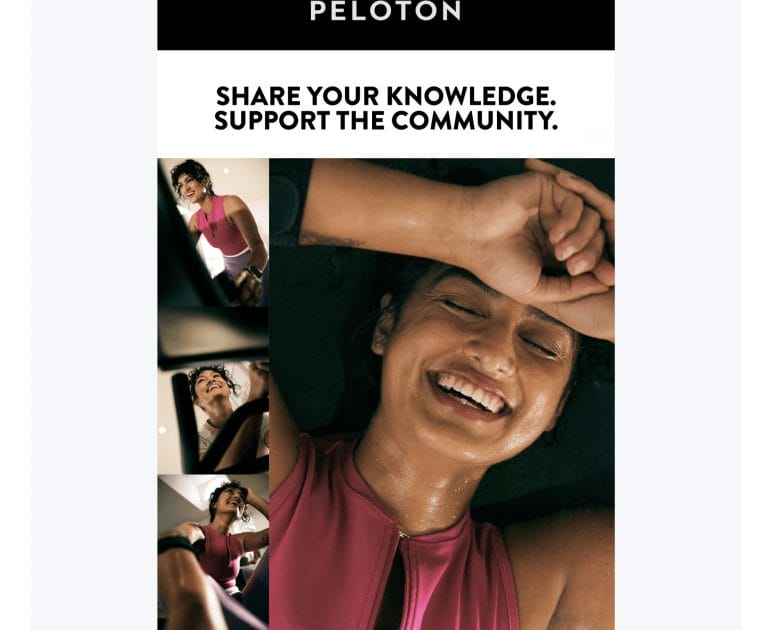Peloton Email with invitation to sign up for Peloton Pro Q&A Panel