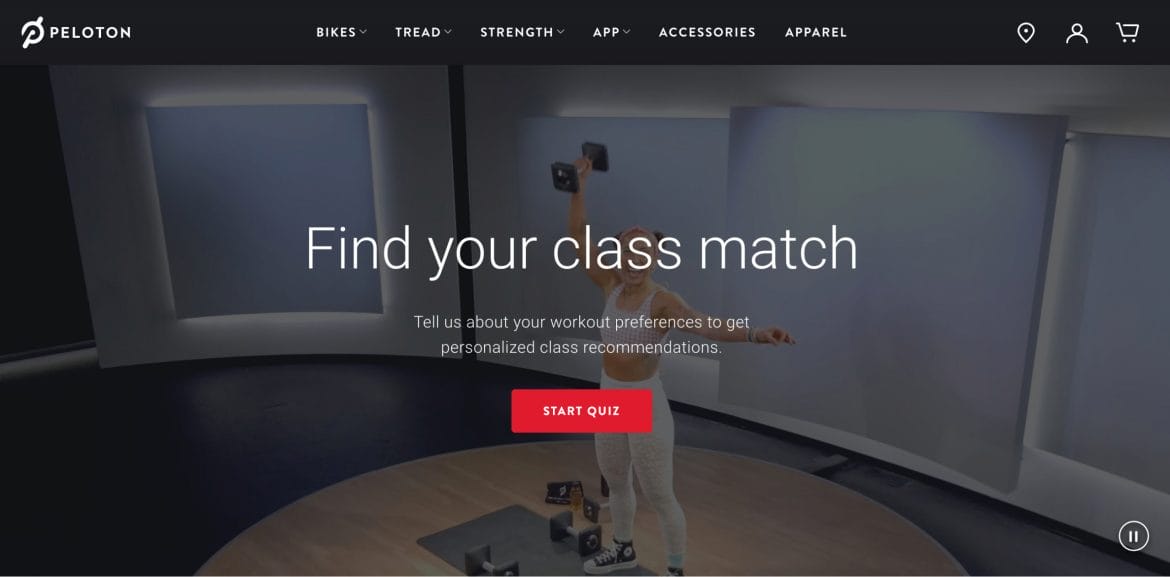 Peloton "Find Your Class Match" quiz