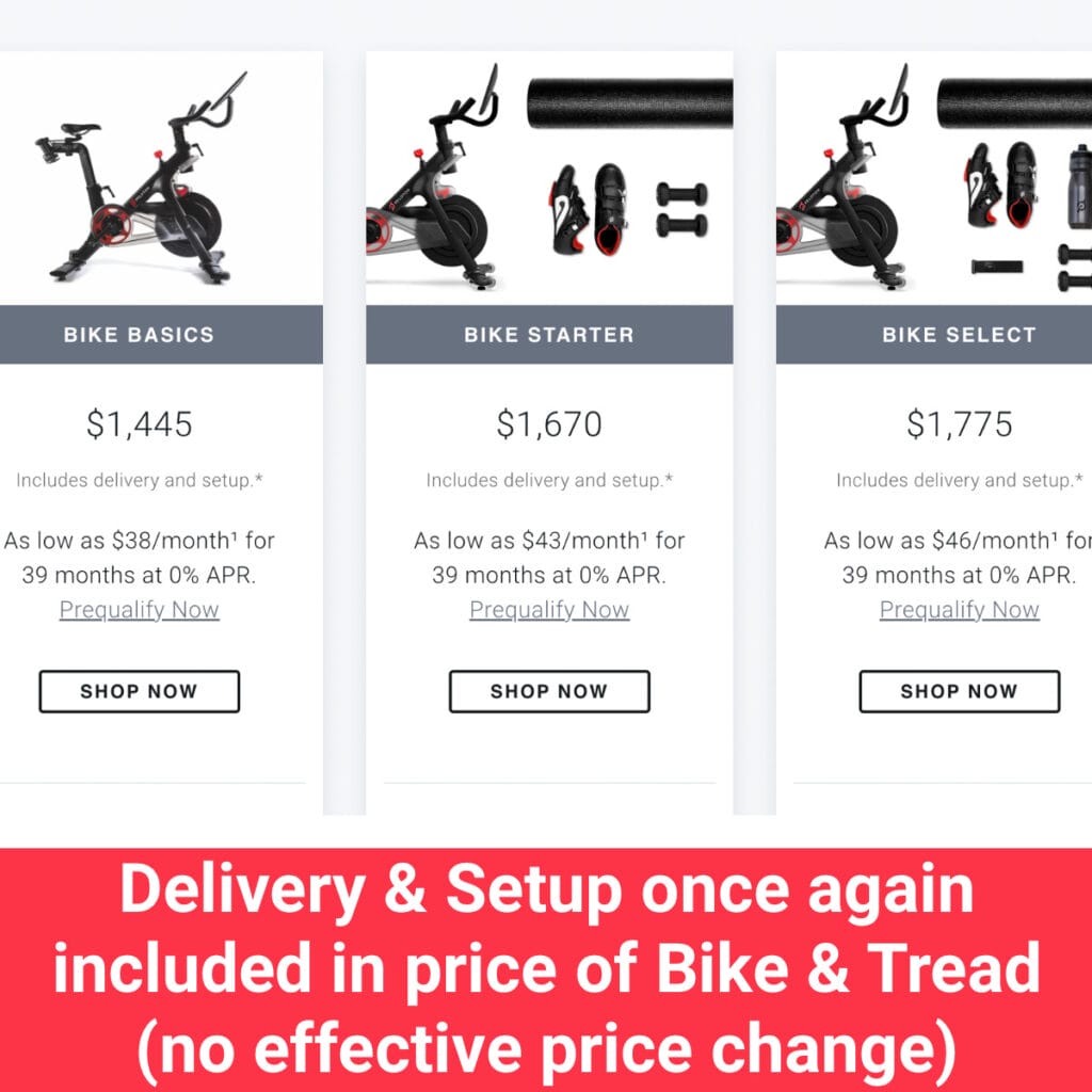 shipping peloton bike