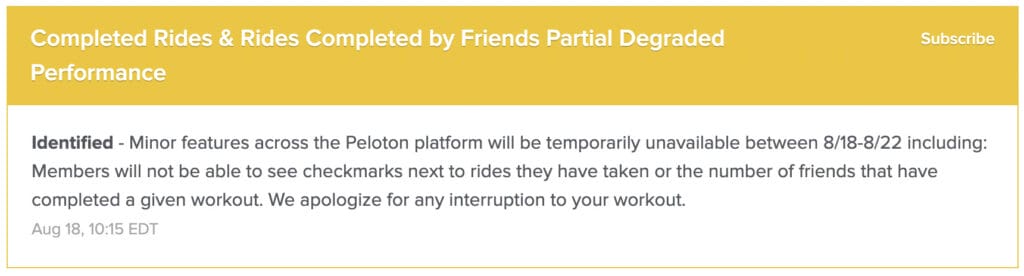 Peloton Announces Features Will Be Missing Temporarily