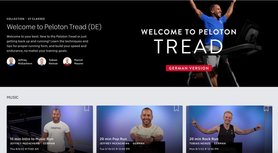 Welcome to Peloton Tread - German Version